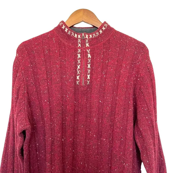 Woolrich Wool Blend 1/4 Zip Sweater Size XL Petite grandmacore Ruby Heather - Picture 5 of 7